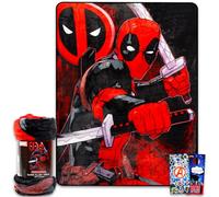 Marvel Deadpool Blanket Set - Bundle with 46" x 60" Superhero Blanket, Stickers, More | Deadpool Bedding Room Decor for Boys, Kids