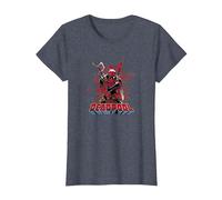 Marvel Deadpool Blood T-Shirt, Women, Heather Blue, Large