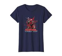 Marvel Deadpool Blood T-Shirt, Women, Navy Blue, Large