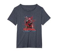 Marvel Deadpool Blood T-Shirt, Women's Plus, Heather Blue, 5X