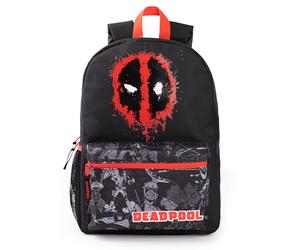 Marvel Deadpool Boys Backpack | Black & Red Rucksack with Adjustable Straps | Superhero Practical & Organised Luggage Sports School Bag For Kids | Movie Series Merchandise Gift