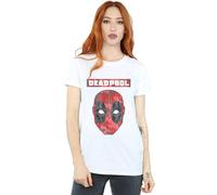Marvel Women's Deadpool Camo Head Cotton Boyfriend T-Shirt in White | Size: Large Marvel White L