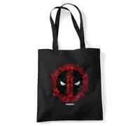 Marvel Deadpool Doodle Logo Grocery Travel Reusable Tote Bag, Black, 38X42Cm Black