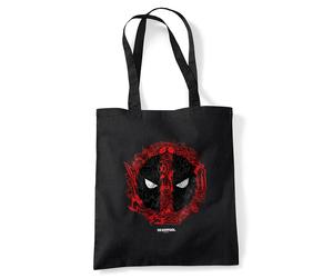 Marvel Deadpool Doodle Logo Grocery Travel Reusable Tote Bag, Black, 38X42Cm Black