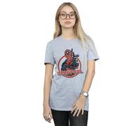 Marvel Women's Deadpool Gun Finger Cotton Boyfriend T-Shirt in Grey | Size: Small Marvel Grey S