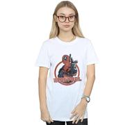 Marvel Women's Deadpool Gun Finger Cotton Boyfriend T-Shirt in White | Size: XL Marvel White XL