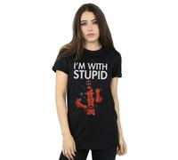 Marvel Deadpool I´m With Stupid Cotton Boyfriend T-Shirt In Black Black 5XL