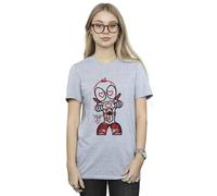 Marvel Women's Deadpool Love Beam Line Cotton Boyfriend T-Shirt in Grey | Size: 2XL Marvel Grey 2XL
