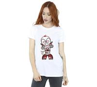 Marvel Women's Deadpool Love Beam Line Cotton Boyfriend T-Shirt in White | Size: Small Marvel White S