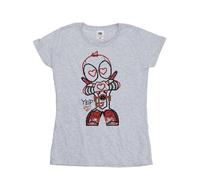 Marvel Women's Deadpool Love Beam Line Cotton T-Shirt in Grey | Size: Medium Marvel Grey M