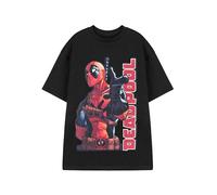 Marvel Deadpool Mens Black Short Sleeve Graphic Tee | Point Deadpool Print T-Shirt | Marvel Comics Short Sleeve Top | Deadpool Logo Shirt for Men - Comic Book Superhero Apparel Gift for Fans