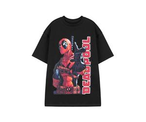 Marvel Deadpool Mens Black Short Sleeve Graphic Tee | Point Deadpool Print T-Shirt | Marvel Comics Short Sleeve Top | Deadpool Logo Shirt for Men - Comic Book Superhero Apparel Gift for Fans