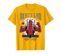 Marvel Deadpool Mercenary Gym No Pain No Gain T-Shirt, Men, Golden Yellow, 3X-Large