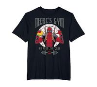 Marvel Deadpool Mercenary Gym No Pain No Gain T-Shirt, Men's Big and Tall, Black, 3X Tall