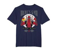 Marvel Deadpool Mercenary Gym No Pain No Gain T-Shirt, Men's Big and Tall, Navy Blue, 5X Tall