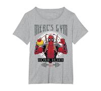 Marvel Deadpool Mercenary Gym No Pain No Gain T-Shirt, Women's Plus, Heather Grey, 2X
