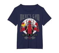 Marvel Deadpool Mercenary Gym No Pain No Gain T-Shirt, Women's Plus, Navy Blue, 2X