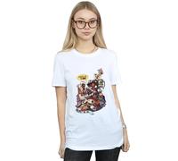 Marvel Women's Deadpool Merchandise Royalties Cotton Boyfriend T-Shirt in White | Size: 2XL Marvel White 2XL