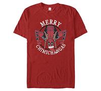 Marvel Deadpool-Merry Chimichangas Organic Short Sleeve T-Shirt, Red, M