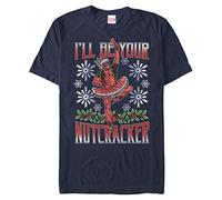 Marvel Deadpool Nutcracker Organic Short Sleeve T-Shirt, Navy Blue, S