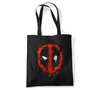 Marvel Deadpool Paint Logo Grocery Travel Reusable Tote Bag, Black, 38X42Cm