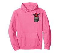 Marvel Deadpool Pocket Pullover Hoodie, Adult Unisex, Bright Pink, X-Large