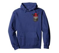 Marvel Deadpool Pocket Pullover Hoodie, Adult Unisex, Navy Blue, Medium