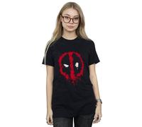 Marvel Deadpool Splat Face Cotton Boyfriend T-Shirt In Black Black XL