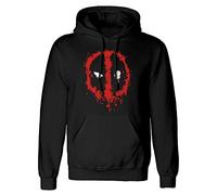 Marvel Deadpool Splat Logo Black Hoodie - Iconic Deadpool Design, Made from 80% Cotton and 20% Polyester, Officially Licensed Marvel Merchandise