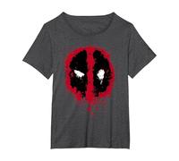Marvel Deadpool Splatter Icon T-Shirt, Women's Plus, Dark Heather Grey, 6X