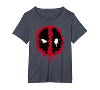 Marvel Deadpool Splatter Icon T-Shirt, Women's Plus, Heather Blue, 6X