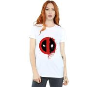 Marvel Deadpool Split Splat Logo Cotton Boyfriend T-Shirt In White White