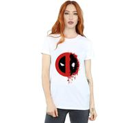 Deadpool Split Splat Logo Cotton Boyfriend T-Shirt Marvel White M