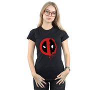 Marvel Deadpool Split Splat Logo Cotton T-Shirt In Black Black