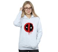 (XXL, Heather Grey) Marvel Womens/Ladies Deadpool Split Splat Logo Hoodie