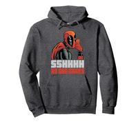 Marvel Deadpool Sshhhh No One Cares Pullover Hoodie, Adult Unisex, Dark Heather Grey, X-Large