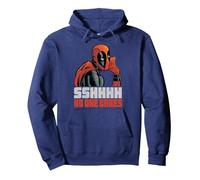 Marvel Deadpool Sshhhh No One Cares Pullover Hoodie, Adult Unisex, Navy Blue, X-Large