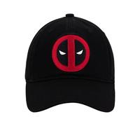 Marvel Deadpool Stitched Face Logo Cotton Adjustable Baseball Cap with Curved Edge, Black, One Size, Black -, One Size