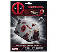 Marvel Deadpool Tech Stickers, Set of 29 Stickers for Laptops, Mobile Phones and Tablets (MERC with a Mouth Design) - Official Merchandise