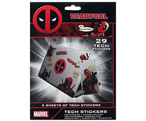 Marvel Deadpool Tech Stickers, Set of 29 Stickers for Laptops, Mobile Phones and Tablets (MERC with a Mouth Design) - Official Merchandise