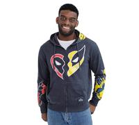 Marvel Deadpool & Wolverine Mens Fleece Zip Up Hoodie Charcoal Gray X-Large
