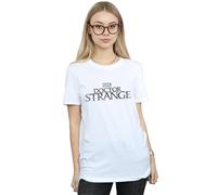Marvel Women's Doctor Strange Logo Cotton Boyfriend T-Shirt in White | Size: 3XL Marvel White 3XL