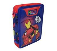 Marvel Double Compartment Pencil Case Complete for School Iron Man Must Team 31 Accessories