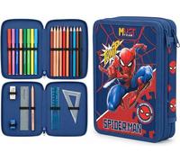 Marvel Double Decker Pencil Case Filled with Stationery for Kids (Blue)