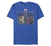 Marvel ETERNALS Group Repeating Organic Short Sleeve T-Shirt, Bright Blue, S