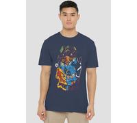 Marvel Fantastic Four Cosmic Heroes & Villains T-Shirt, Heather Navy | Size: Medium Marvel Navy M