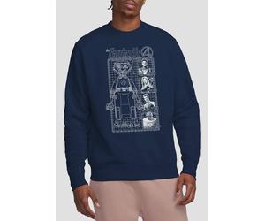 Marvel Fantastic Four First Family And Herbie Blueprint Sweatshirt, Navy Navy