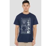 Marvel Fantastic Four First Family and Herbie Blueprint Unisex T Shirt, Navy, 4XL
