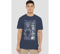 Marvel Fantastic Four First Family & Herbie Blueprint T-Shirt, Heather Navy | Size: Large Marvel Navy L
