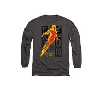 Marvel Fantastic Four Flame On Johnny Storm Trend Long Sleeve T-Shirt, Light Graphite in Grey | Size: Large Marvel Grey L